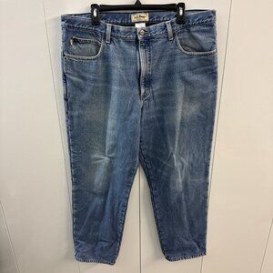 LL Bean Men's 40x30 Double Relaxed Fit Fleece Lined Blue Jeans‎ Vintage (N8)